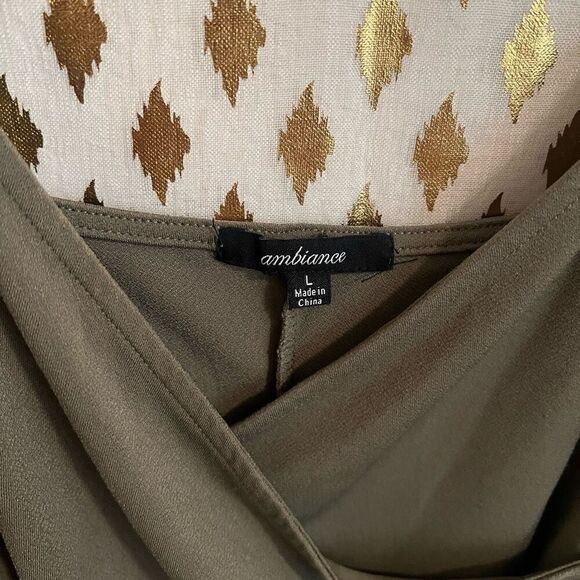 Wrap dress Olive green sage short mini skirt size L - Picture 4 of 5